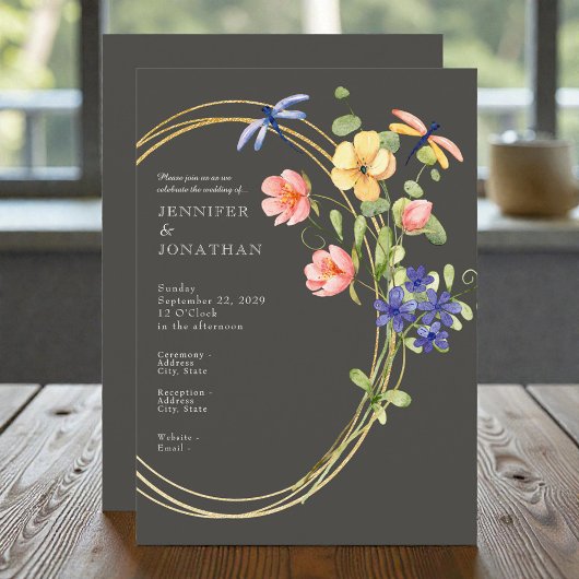 Spring Watercolor Floral Wedding Invitation Einladung