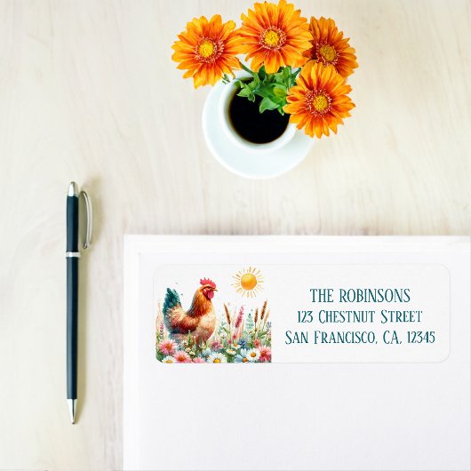 Spring Watercolor Hen Rücksendeadresse