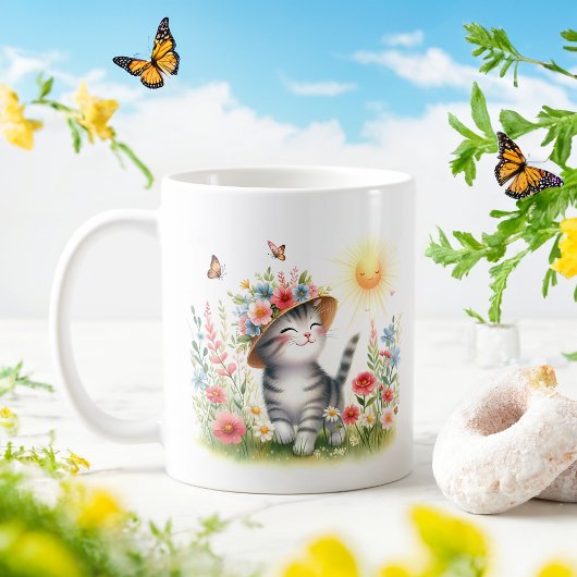 Spring Watercolor Kitten - Kid Tasse