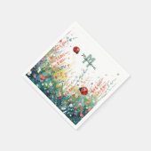 Spring Watercolor ladybug Floral Monogram Wildflow Serviette (Ecke)