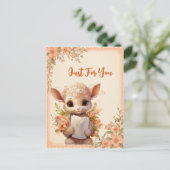 Spring Watercolor Lamm mit einem Buchstaben - Postkarte (Stehend Vorderseite)