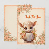 Spring Watercolor Lamm mit einem Buchstaben - Postkarte (Vorne/Hinten)