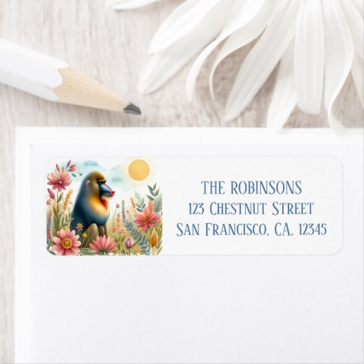 Spring Watercolor Mandrill Rücksendeadresse (Insitu)