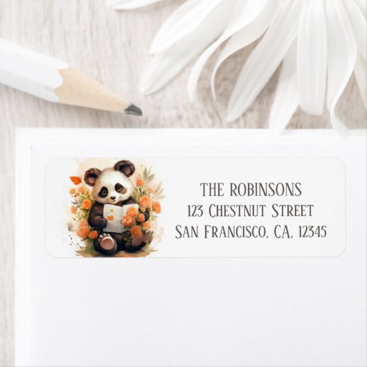 Spring Watercolor Panda - Rücksendeadresse (Insitu)