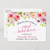 Spring Watercolor Stiefmütterchen Virtual Brautpar Einladungspostkarte (Vorne/Hinten)