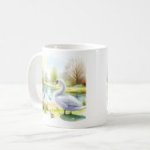 Spring Watercolor Swan Kaffeetasse (Vorderseite Links)