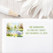 Spring Watercolor Swan Rücksendeadresse (Insitu)