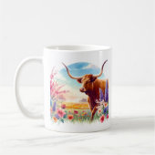 Spring Watercolor Texas Longhorn Kaffeetasse (Links)