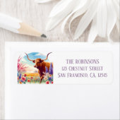 Spring Watercolor Texas Longhorn Rücksendeadresse (Insitu)