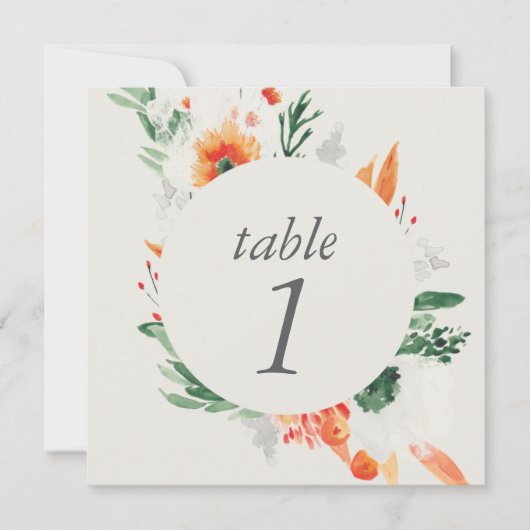 Spring Watercolor Wildblume Hochzeit Tischnummer (Vorderseite)