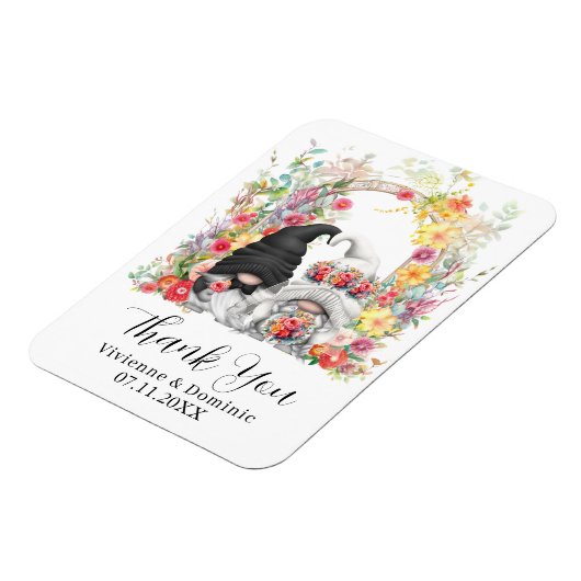 Spring Wedding Danke, Gnome Floral Magnet (Linke Seite)