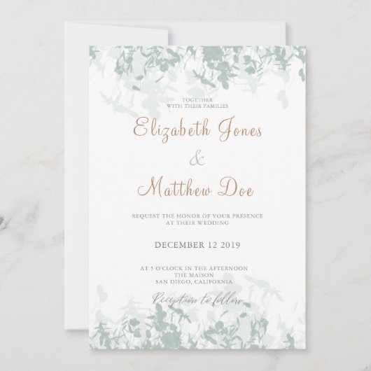 Spring Wedding Gold Calligraphy Wedding Einladung (Vorderseite)