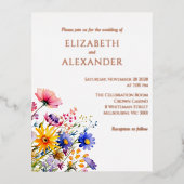 Spring Wedding Rose Gold Folie Einladungspostkarte (Vorderseite)