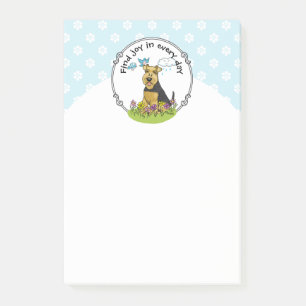 Spring Welsh Terrier Dog mit Blume - Niedlich Post-it Klebezettel