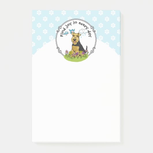 Spring Welsh Terrier Dog mit Blume - Niedlich Post-it Klebezettel (Vorderseite)