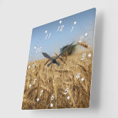 Spring Wheat Harvest Green Combinine Quadratische Wanduhr (Winkel)