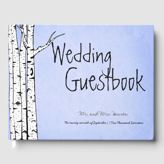 Spring Whimsical Birch Tree Guest Book Gästebuch (Vorderseite)