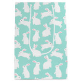 Spring White Bunnies Muster Mittlere Geschenktüte (Rückseite)