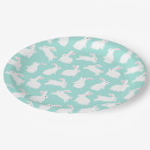 Spring White Bunnies Muster Pappteller (Schrägansicht)