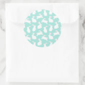 Spring White Bunnies Muster Runder Aufkleber (Tasche)