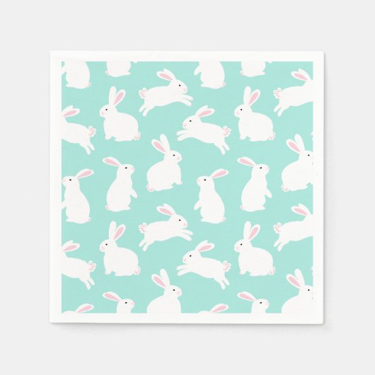 Spring White Bunnies Muster Serviette (Vorderseite)