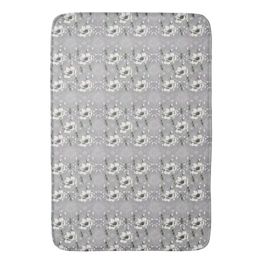 Spring White Rose Bath Mat Badematte (Vorderseite Vertikal)
