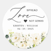 Spring White Rose Floral Sanitizer Gastgeschenk Ho Runder Aufkleber (Vorderseite)