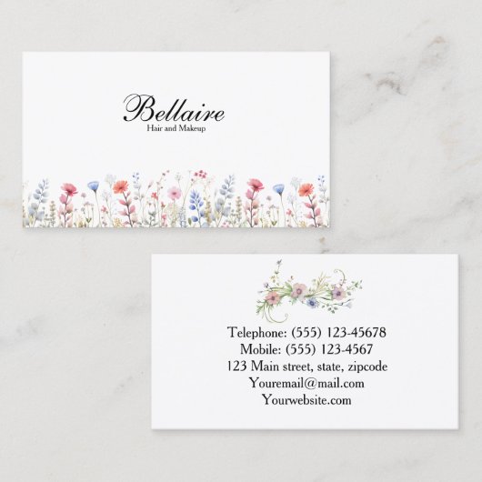 Spring Wild Blume Makeup Artist Visitenkarte (Vorne/Hinten)