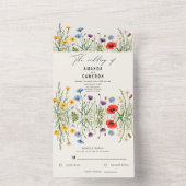 Spring Wild Blume Meadow Wedding All In One Einladung (Innen Boden)