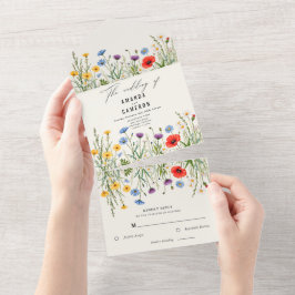 Spring Wild Blume Meadow Wedding All In One Einladung