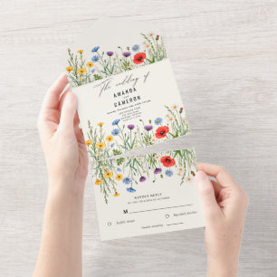 Spring Wild Blume Meadow Wedding All In One Einladung