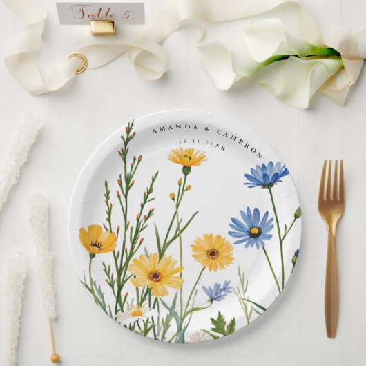 Spring Wild Blume Meadow Wedding Pappteller (Hochzeit)