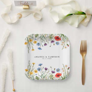 Spring Wild Blume Meadow Wedding Pappteller
