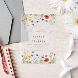 Spring Wild Blume Meadow Wedding Pergament Einladungen
