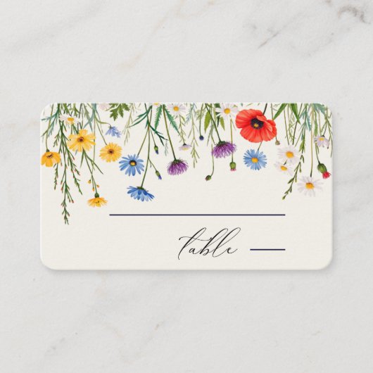 Spring Wild Blume Meadow Wedding Platzkarte (Vorderseite)