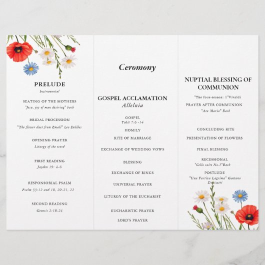 Spring Wild Blume Meadow Wedding Program (Rückseite)