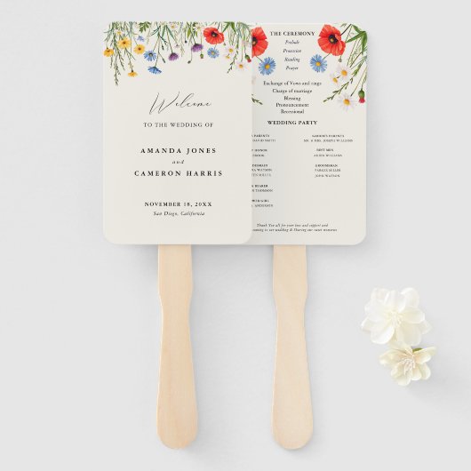 Spring Wild Blume Meadow Wedding Program Fächer (Vorne und Hinten)