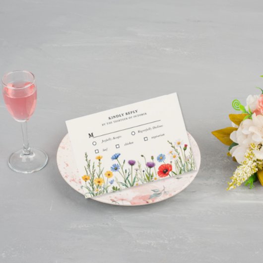 Spring Wild Blume Meadow Wedding RSVP Karte