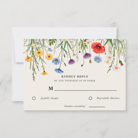 Spring Wild Blume Meadow Wedding RSVP Karte (Vorderseite)