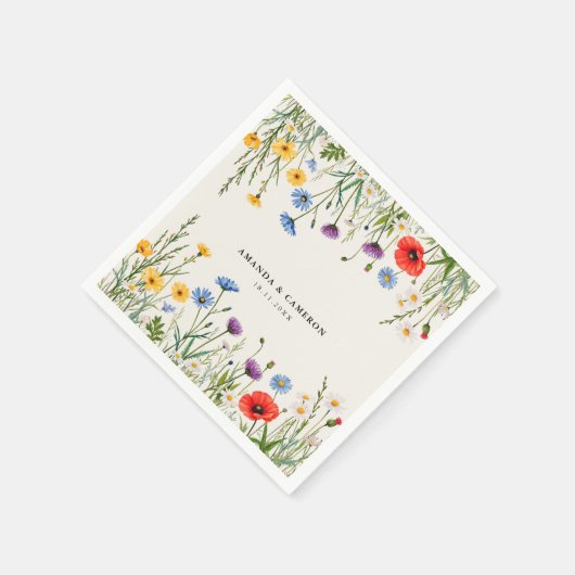 Spring Wild Blume Meadow Wedding Serviette (Ecke)