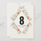 Spring Wild Blume Meadow Wedding Tischnummer (Vorderseite)