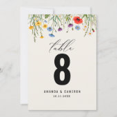 Spring Wild Blume Meadow Wedding Tischnummer (Vorderseite)