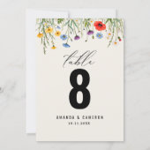 Spring Wild Blume Meadow Wedding Tischnummer (Rückseite)
