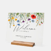 Spring Wild Blume Meadow Wedding Willkommen Acrylschild (Winkel)
