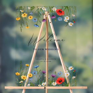 Spring Wild Blume Meadow Wedding Willkommen Acrylschild