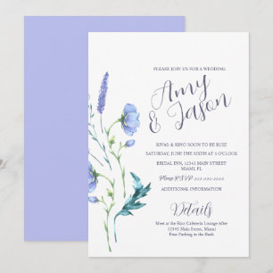 Spring Wild Blume Wreath Mute Lavender Wedding Einladung