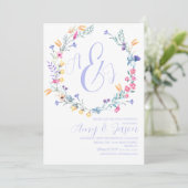 Spring Wild Blume Wreath Pastel Lila Wedding Einladung (Stehend Vorderseite)