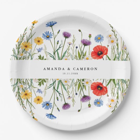 Spring Wild Flower Meadow  Wedding Pappteller (Vorderseite)
