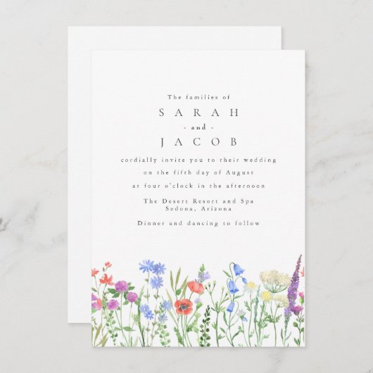 Spring Wildblume Boho Garden QR Code Hochzeit Einladung (Vorne/Hinten)