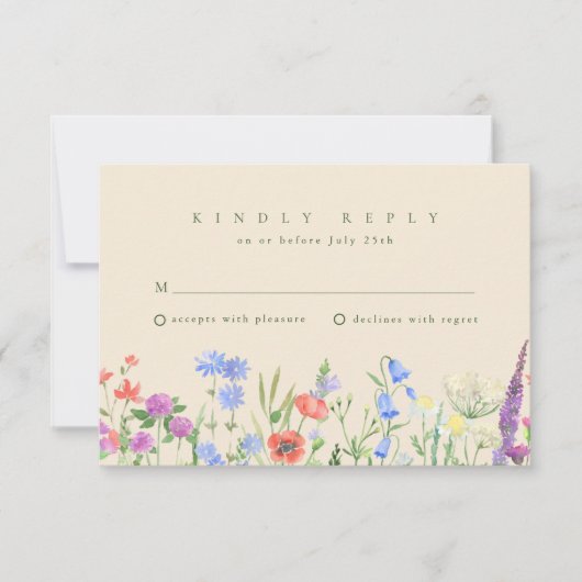 Spring Wildblume Boho Garden Wedding RSVP Karte (Vorderseite)